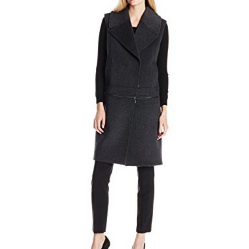 Elie Tahari Gray Willa Wool Convertible Vest in Dark Gray